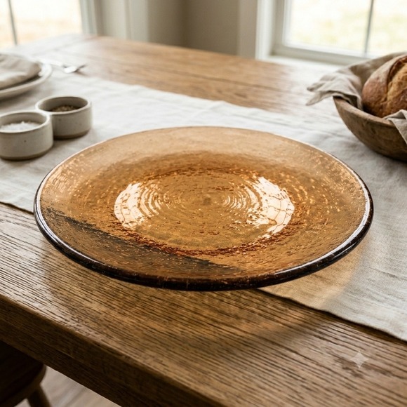 Fire and Light Other - Fire and Light Recycled Glass 11" Dinner‎ Plate Copper Discontinued